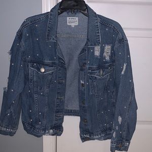 Pearl embellished jean jacket
